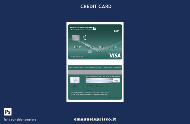 stile verificato modello di carta di debito classica per visto Lebanon Emirates 
